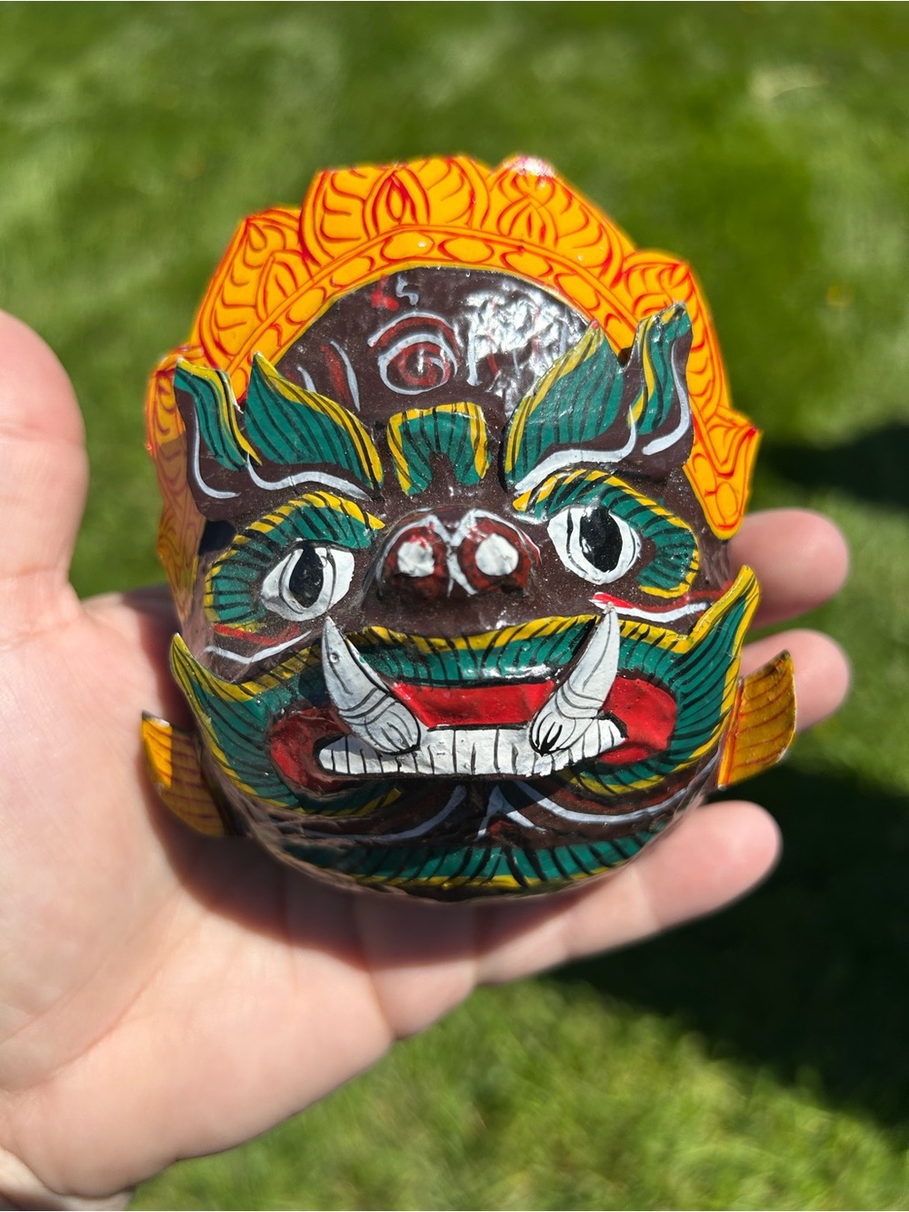 Handmade Thai Yaksha Demon Wall Mask Khon Mask Temple Guardian Demon Paper Mache